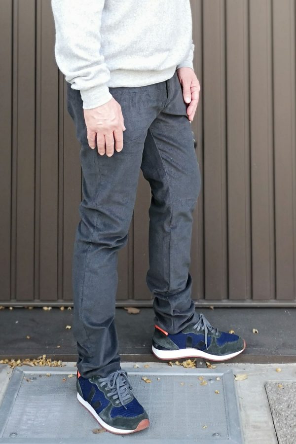 contemporary menswear corduroy tapered chino dark grey