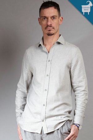 Grey cashmere-blend shirt | Sustainable menswear