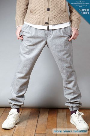 Grey Super 100's wool Jogger pant | Sustainable menswear